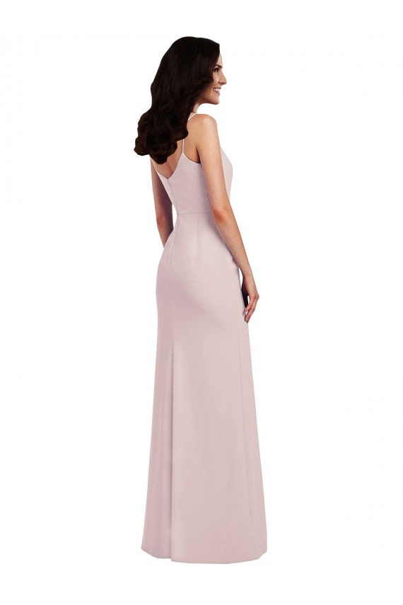 Affordable Sleeveless Spaghetti Straps Stretch Crepe Long Prom Dress Canada