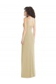 Affordable Sleeveless Square Neck Stretch Crepe Champagne Long Prom Dress Canada
