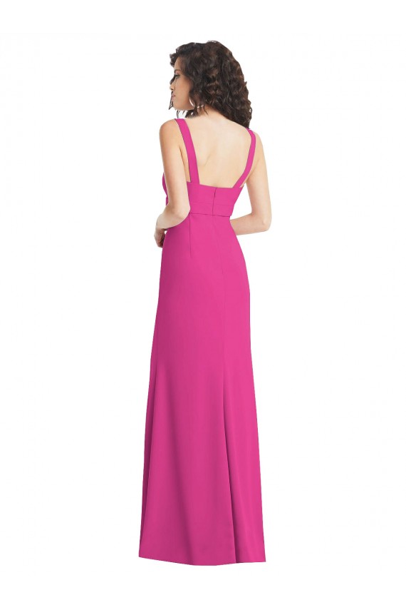 Affordable Sleeveless Square Neck Stretch Crepe Fuchsia Long Prom Dress Canada