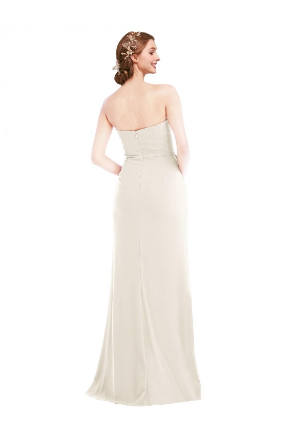 Affordable Sleeveless Strapless Stretch Crepe Ivory Long Prom Dress Canada
