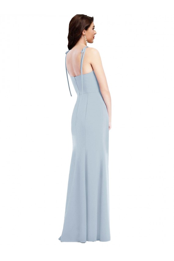 Affordable Sleeveless Strapless Stretch Crepe Light Sky Blue Long Low Back Evening Prom Dress Canada