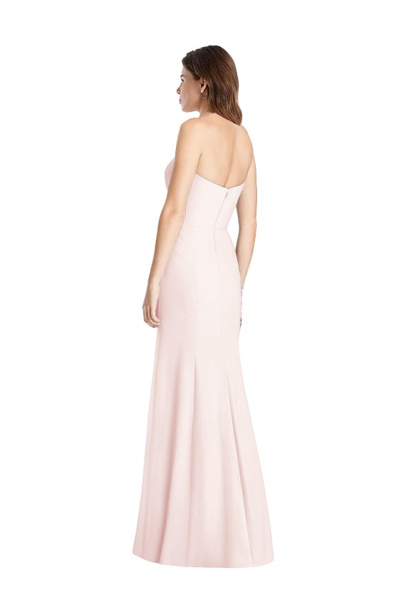 Affordable Sleeveless Strapless Stretch Crepe Pink Long Prom Dress Canada
