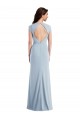Affordable Cap Sleeves Stretch Crepe Light Sky Blue Long Prom Dress Canada