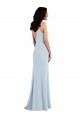Affordable Sleeveless Spaghetti Straps Stretch Crepe Light Sky Blue Long V-Back Prom Dress Canada
