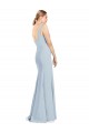 Affordable Sleeveless V-Neck Stretch Crepe Light Sky Blue Long Low Back Prom Dress Canada