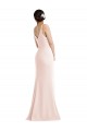 Affordable Sleeveless V-Neck Stretch Crepe Pink Long V-Back Prom Dress Canada