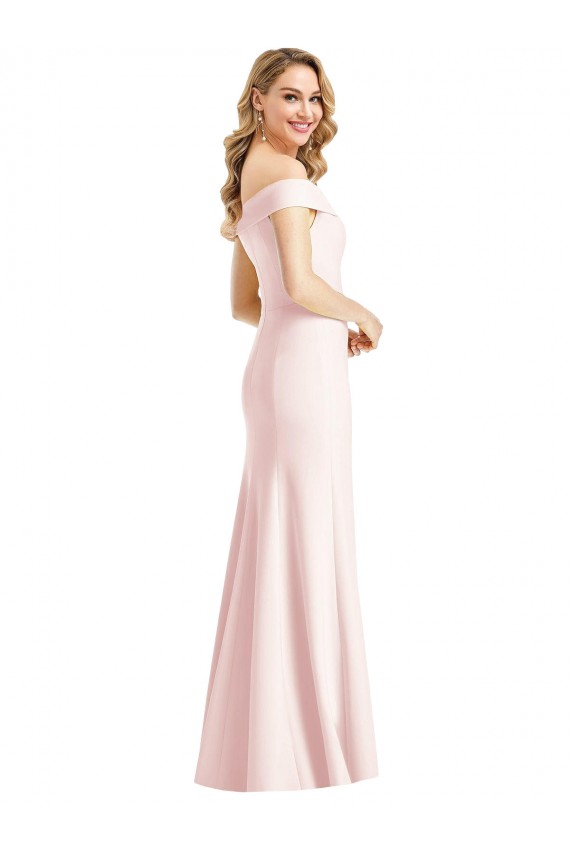 Affordable Sleeveless Off the Shoulder Stretch Crepe Pink Long Prom Dress Canada
