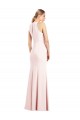 Affordable Sleeveless V-Neck Stretch Crepe Pink Long Keyhole Back Prom Dress Canada