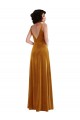 Affordable Sleeveless V-Neck Stretch Velvet Gold Long Prom Dress Canada
