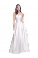 Affordable Sleeveless Strapless Stretch Satin White Long Prom Dress Canada