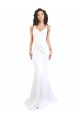 Affordable Sleeveless High Neck Stretch Crepe White Long Black Tie Prom Dress Canada
