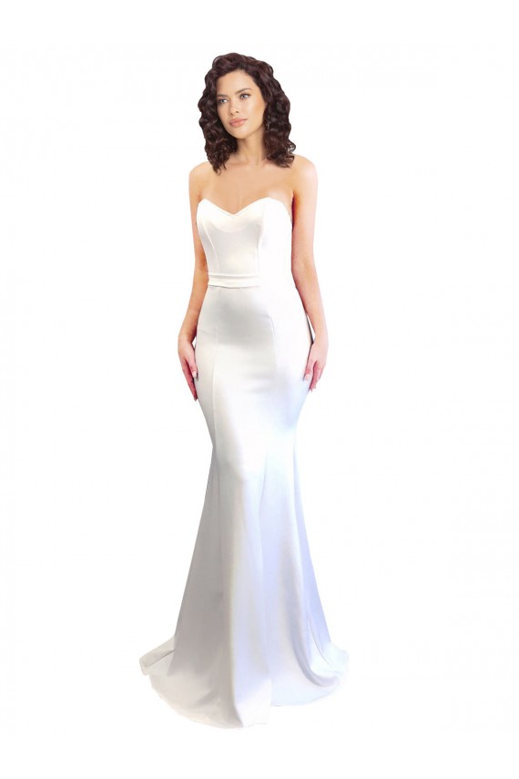 Affordable Sleeveless High Neck Stretch Crepe White Long Prom Dress Canada