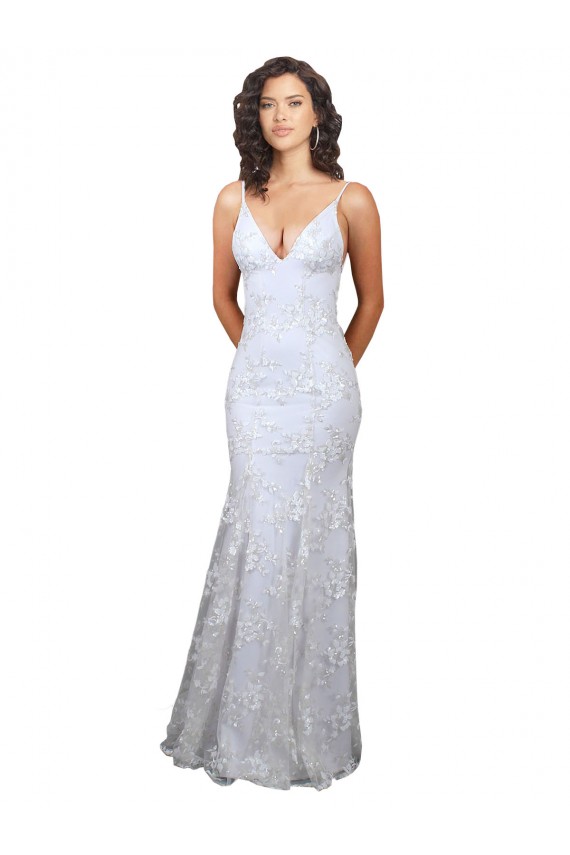 Affordable Sleeveless High Neck Stretch Crepe & Sequin Tulle White Long Prom Dress Canada